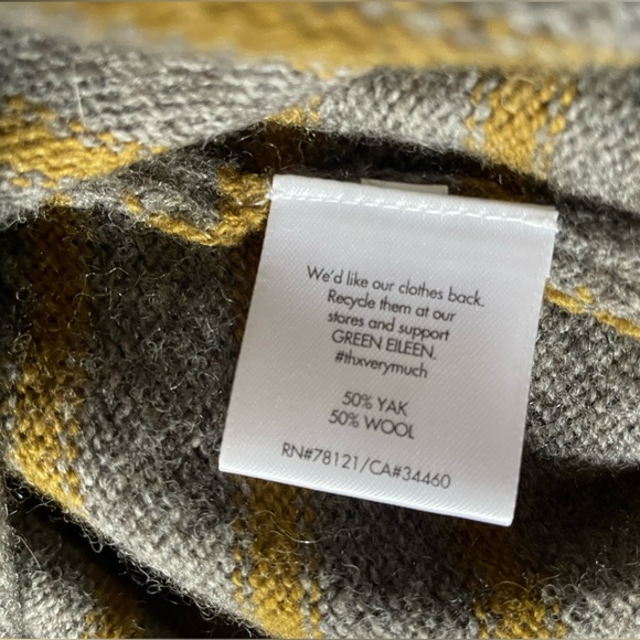 EUC Eileen Fisher bateau neck boxy Yak/wool blend gray striped sweater, PP PXS - Picture 4 of 4